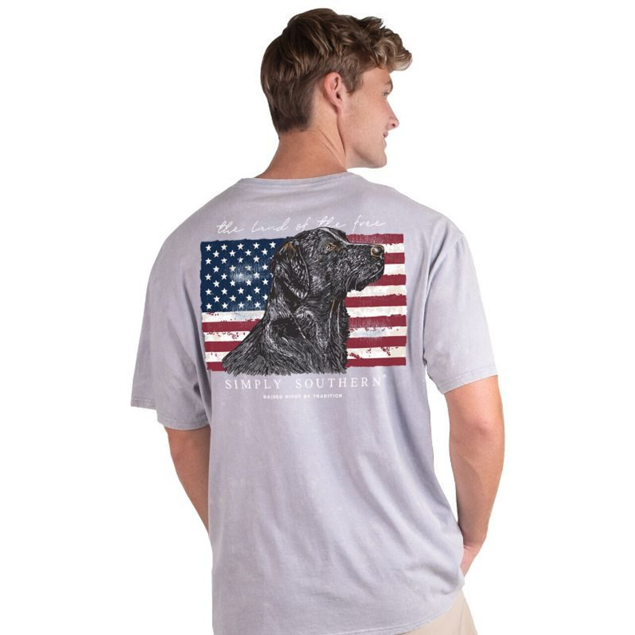 Simply Southern Simply Colors Mens Short Sleeve Flag Mist+
