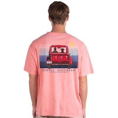 Simply Southern Simply Colors Mens Short Sleeve Truck Shrimp+
