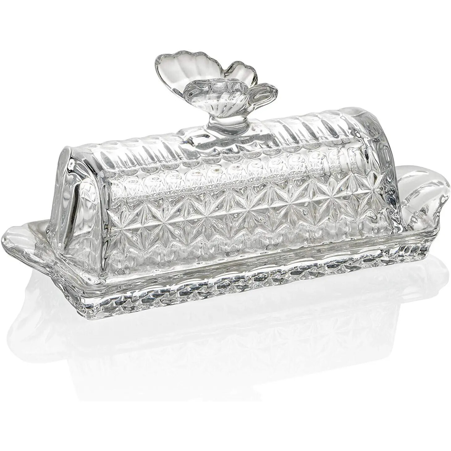 Glass Butter Dish With Butterfly Lid+