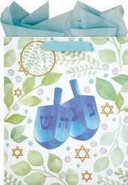 Hanukkah Floral LG Gift Bag+