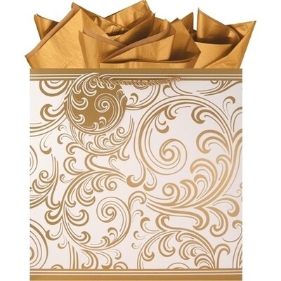 Golden Scrolls LG Square Gift Bag+