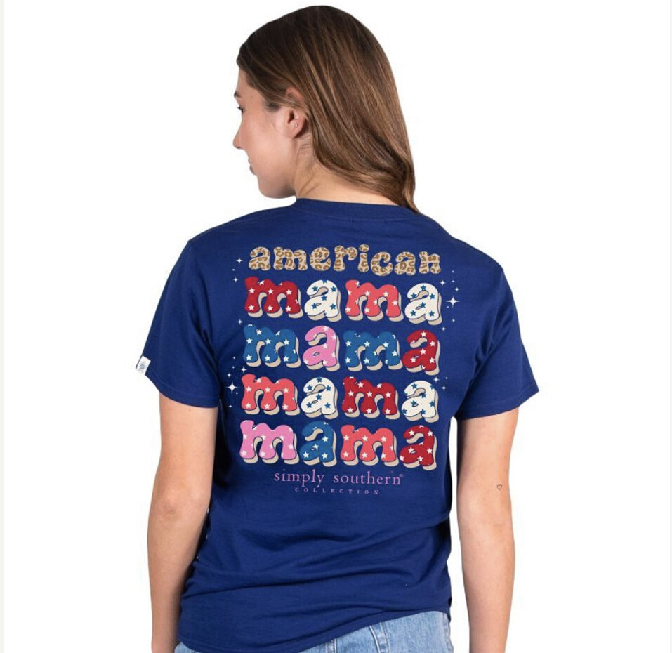 Simply Southern Short Sleeve American Mama Midnight +, Size: SMALL