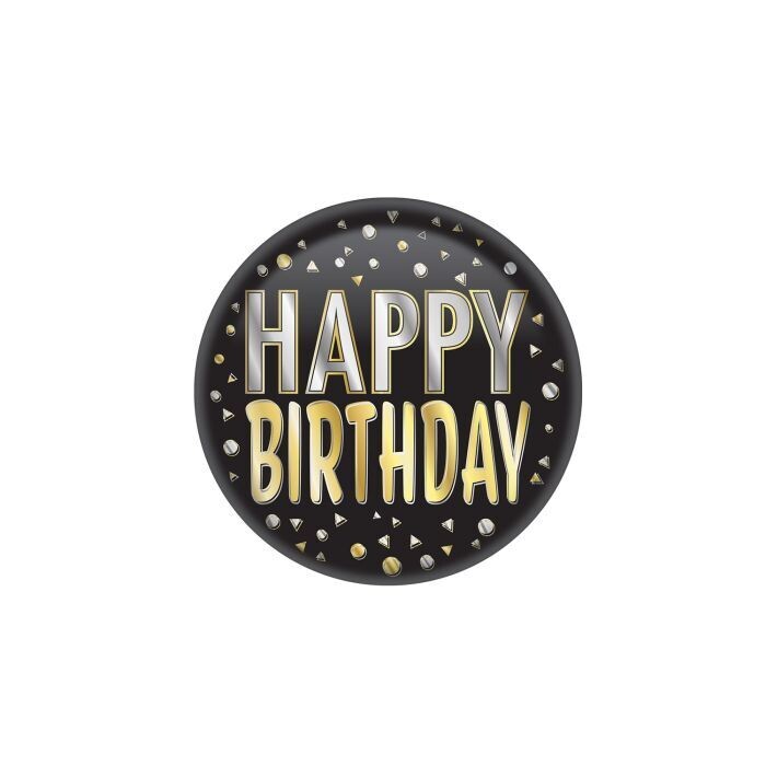 Happy Birthday Black Button +
