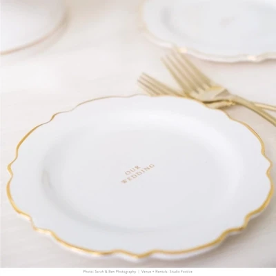 “Our Wedding” Cake Plates And Forks Set+