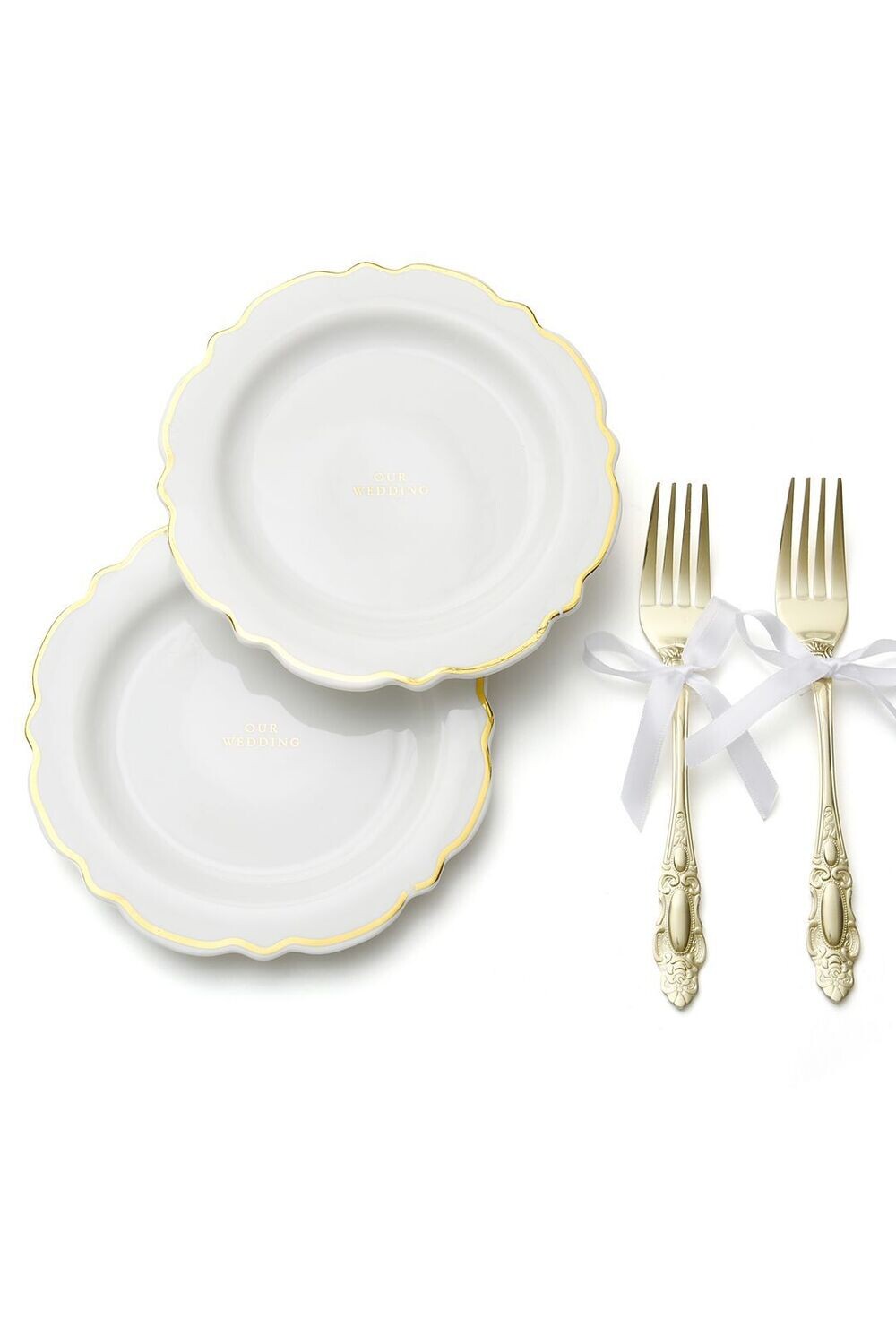 “Our Wedding” Cake Plates And Forks Set+