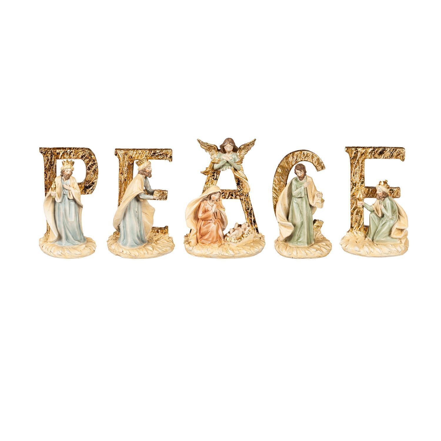 Nativity Peace Table Decor 5 Piece Set +