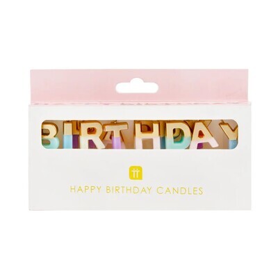 Pastel Color Happy Birthday Candles+