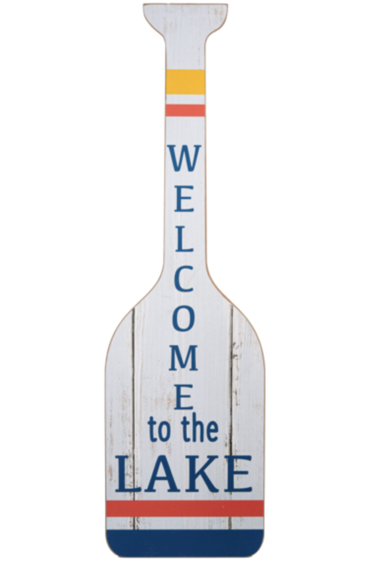 WELCOME to the LAKE Wood Paddle Decor+
