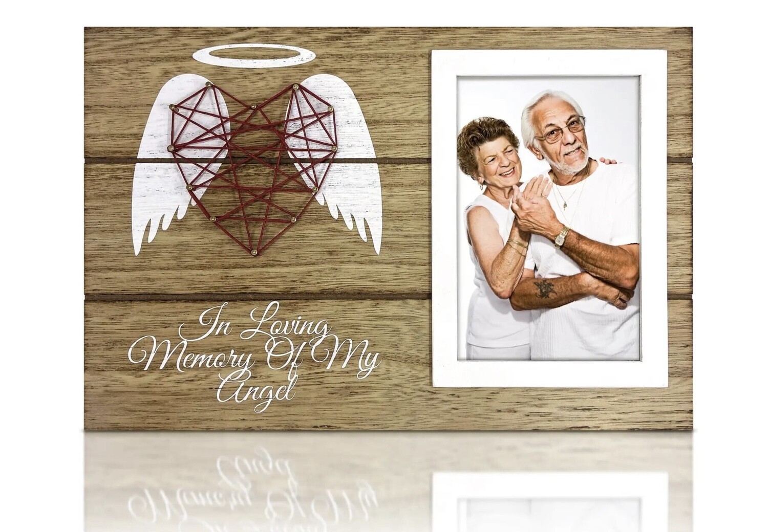 Memorial Angel Photo Frame w/ Woven Heart+