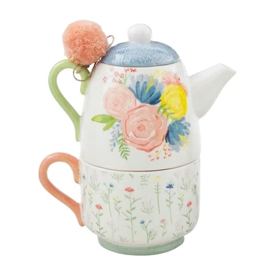 Stacked Floral Tea For One Set+