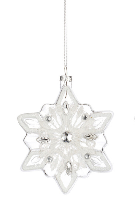 Glass Beaded Snowflake Ornaments-Embroidered+