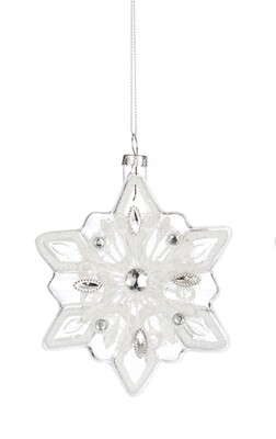 Glass Beaded Snowflake Ornaments-Embroidered+