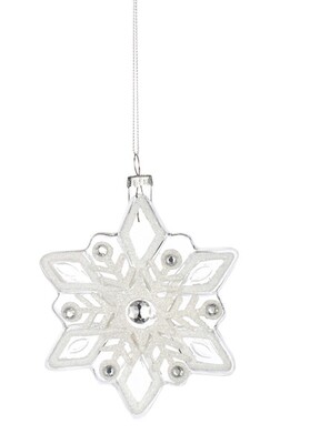 Glass Beaded Snowflake Ornament-Glitter+