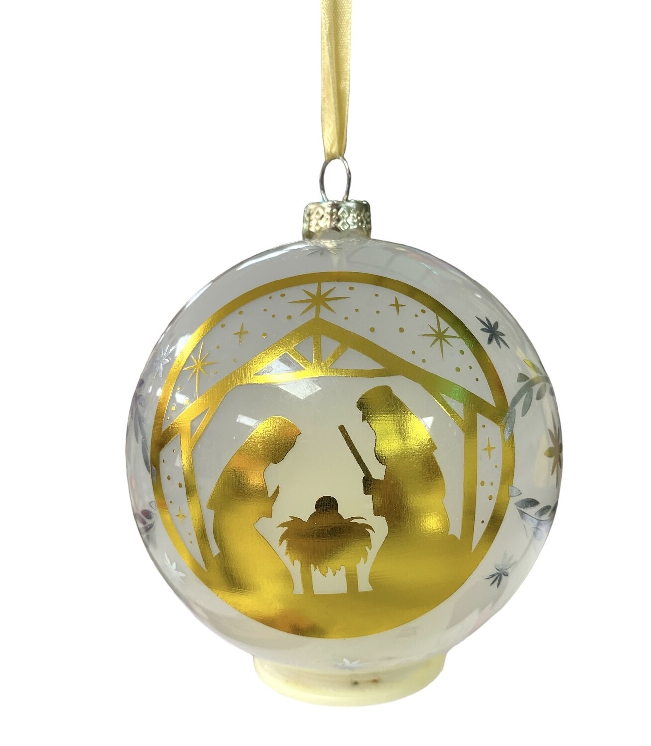 Light Up Nativity Glass Ornament-Nativity Gold+