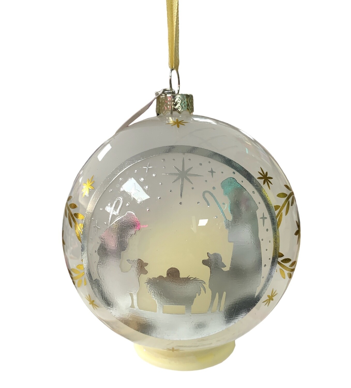 Light Up Nativity Glass Ornament-Nativity Silver+