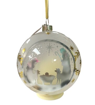 Light Up Nativity Glass Ornament-Shepards+