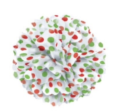 Puff Ball Green &amp; Red Polka Dot+