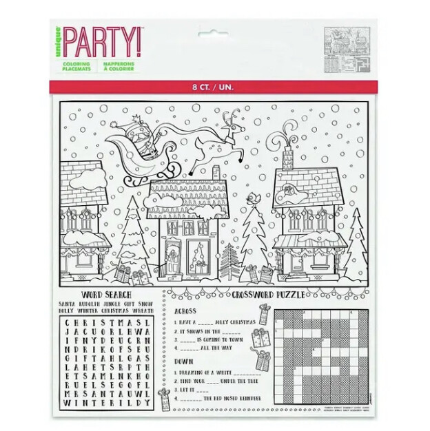 Santa Christmas Coloring Placemats 8ct+