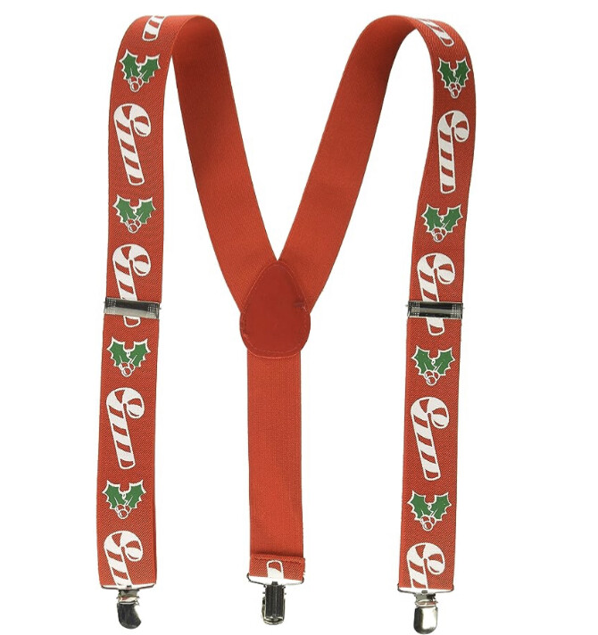 Candy Cane &amp; Holly Suspenders AMZ+