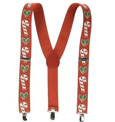 Candy Cane &amp; Holly Suspenders AMZ+