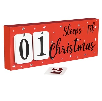 15.75” LED Wood Christmas Countdown Table Sign+