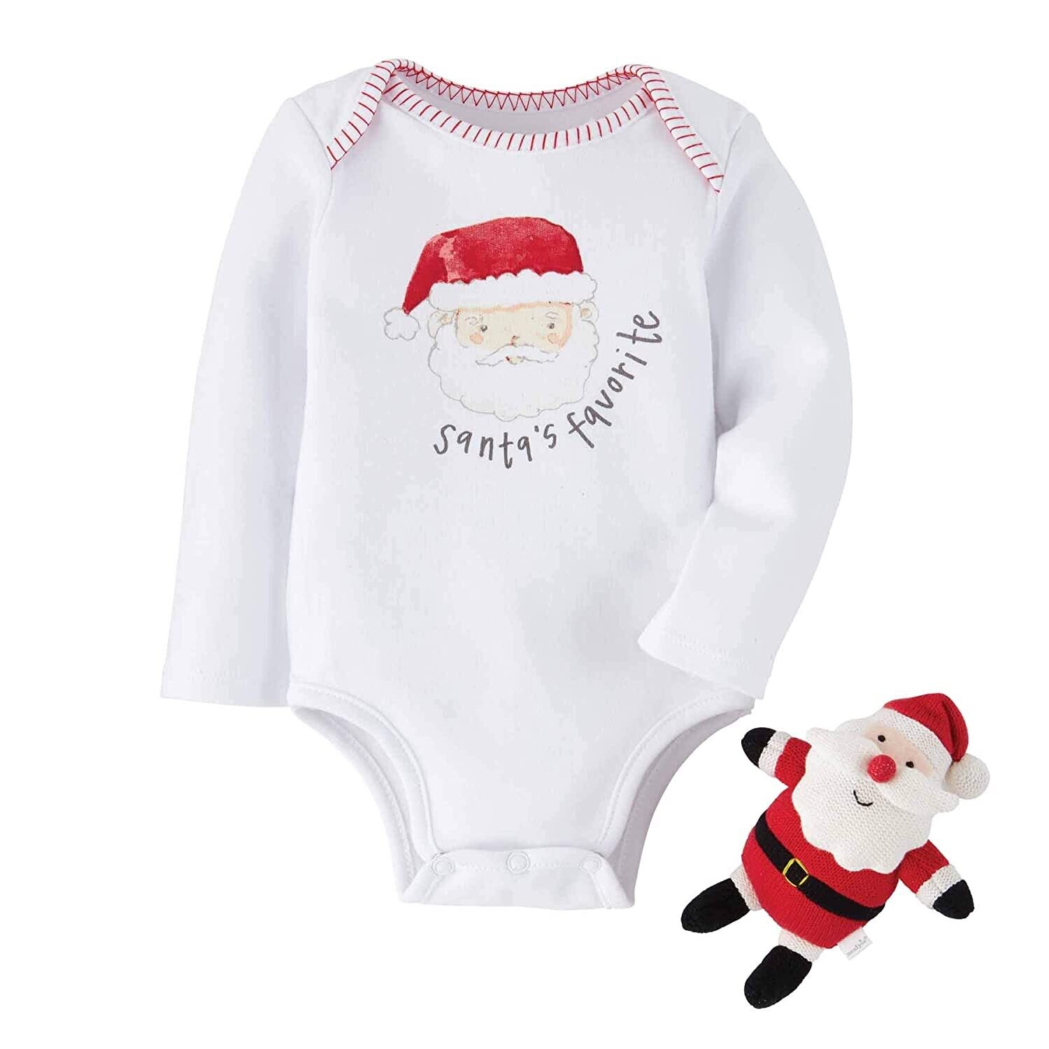 Christmas Santa Onesie &amp; Rattle Set (Size 0-6mo)+