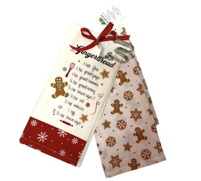 Tea Towel and Cookie Cutter Set (Ginger Bread Man)+