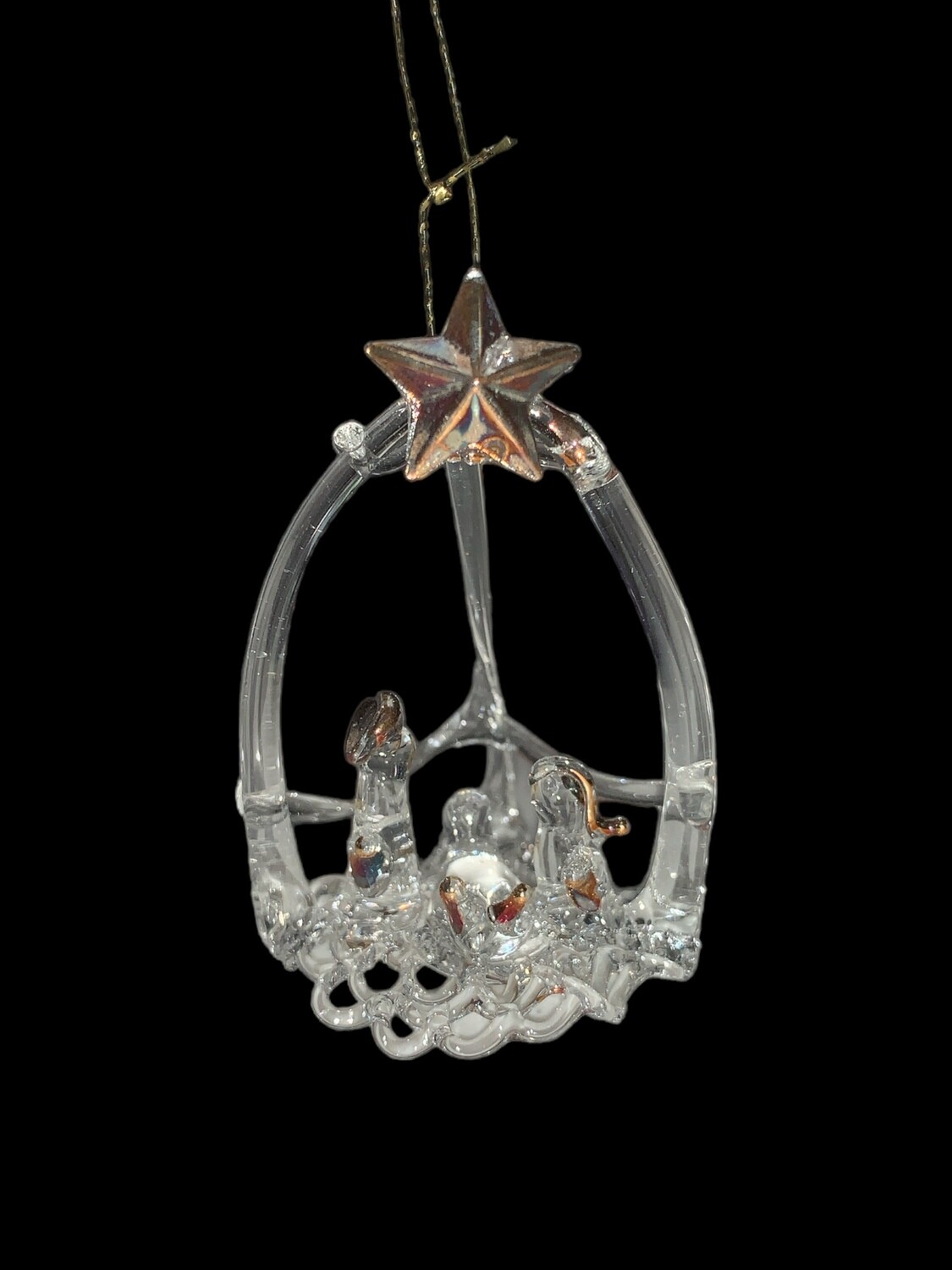 Glass Nativity Ornament- Star+