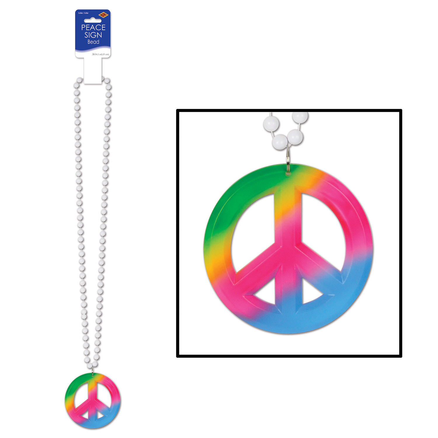 Beads with Peace Sign Medallion+