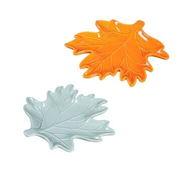 8” Ceramic Leaf Shaped Glass Plate+
