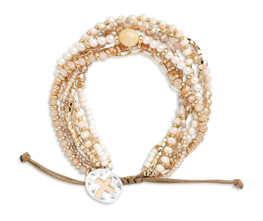 Beaded Love Bracelet- Champagne+