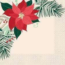 16ct 2ply Red &amp; Gold Poinsettia Lunch Napkins+
