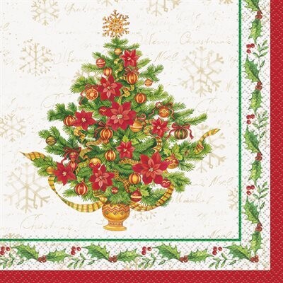 Festive Poinsettia Christmas Lunch Napkins 16ct+