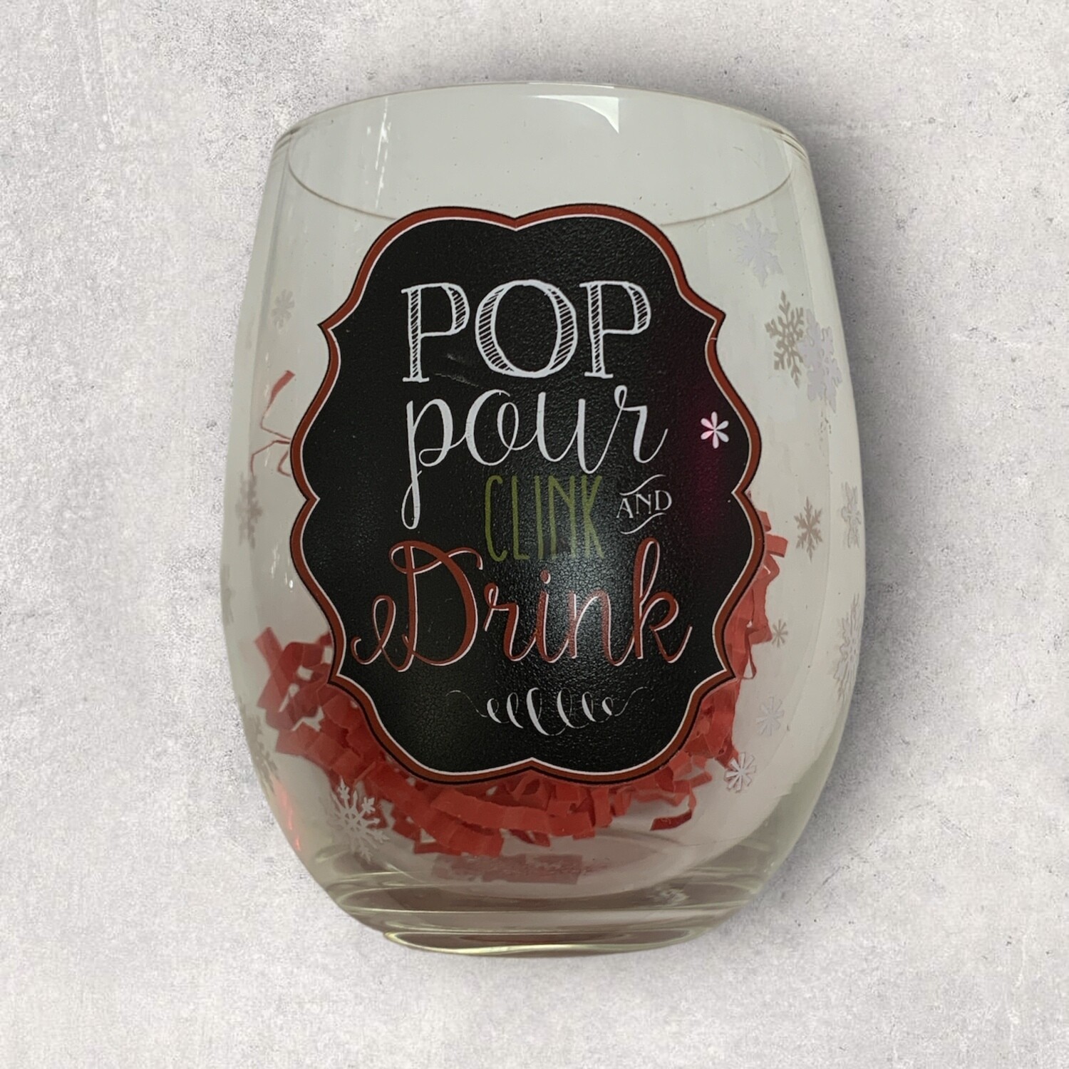 Pop Pour Clink and Drink Stemless Wine Glass+