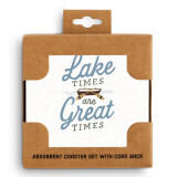 Set of 4 Lake Times Are Great Times Coasters+
