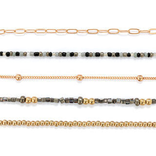 Bracelet Set of 5- Sand Silver+