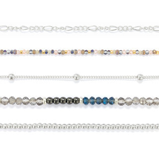 Bracelet Set of 5- Gunmetal Silver+