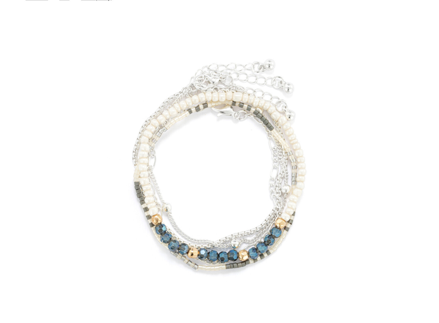 Bracelet Set of 5- Smoke SIlver+