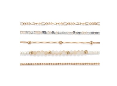 Bracelet Set of 5- Rose Cloud Gold+