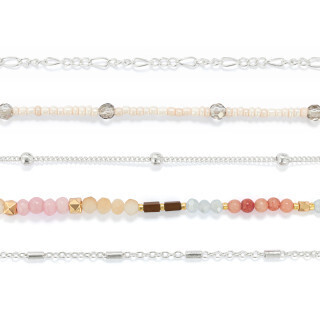 Bracelet Set of 5- Multicolor Silver+