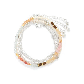 Bracelet Set of 5- Multicolor Silver+