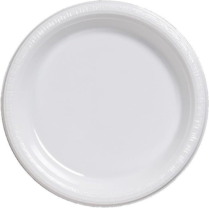 White 10&quot; Plastic Banquet Plates 20ct AMZ+