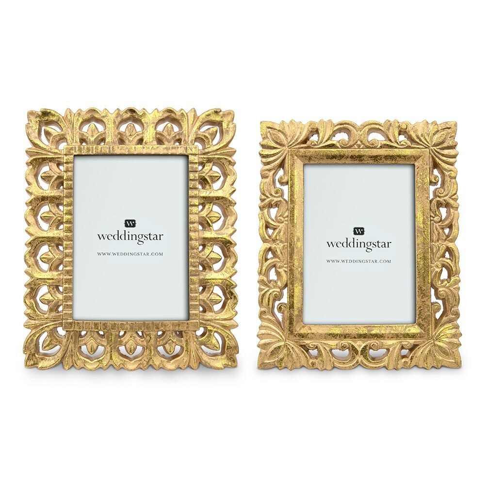 Set of 2 Gold Ornate Wood Decorative Picture Frame-2 Sizes+