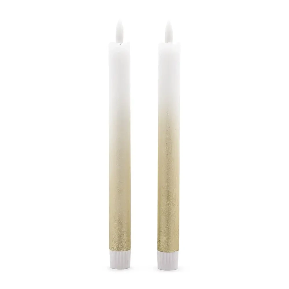 Artificial Flameless Led Taper Candle Set of 2 - Gold Ombre+
