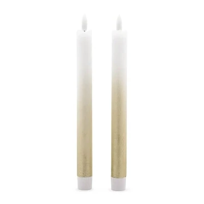 Artificial Flameless Led Taper Candle Set of 2 - Gold Ombre+