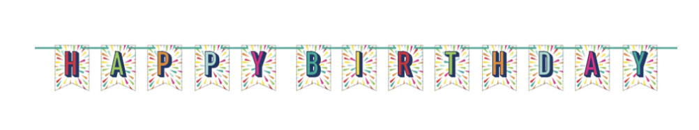 6&quot;W x 9&#39;L Birthday Burst Shaped Banner With Ribbon+