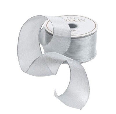 Wired Edge Sheer-Silver Ribbon+