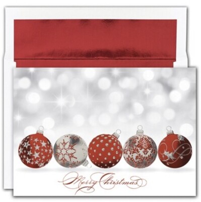 Sparkling Ornaments Foil Boxed Christmas Cards+
