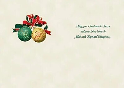 Green and Gold Ornaments Christmas Cards 14ct+