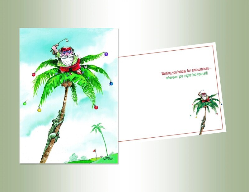 16 Golf Santa Christmas Card+